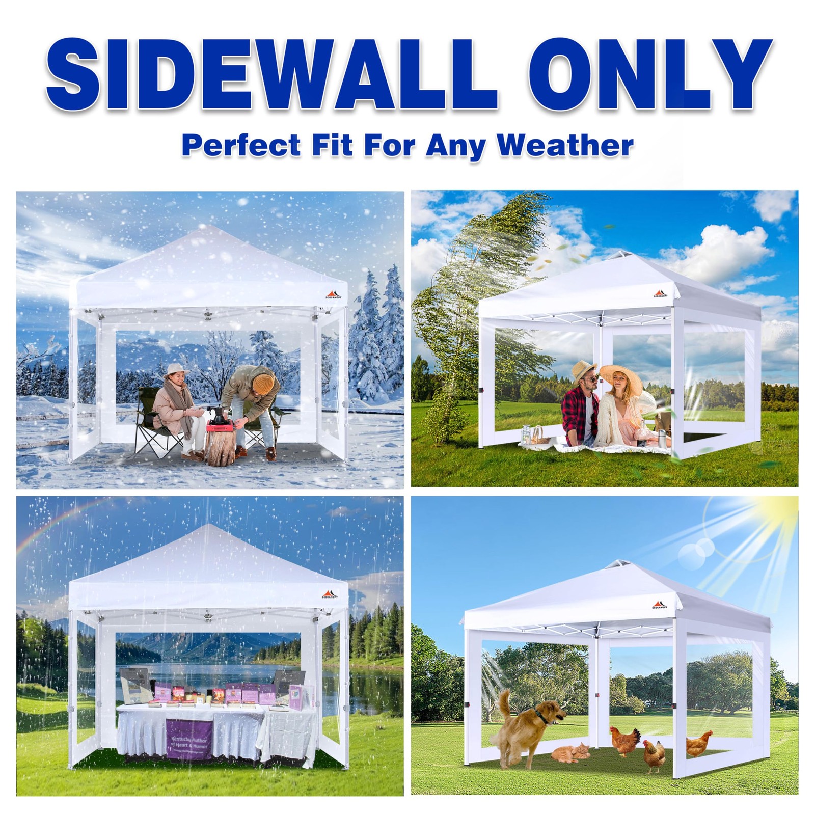 Scocanopy Clear Window Sidewall For 12X12 Canopy Frame 3 Pack Sunwalls Onlywhite