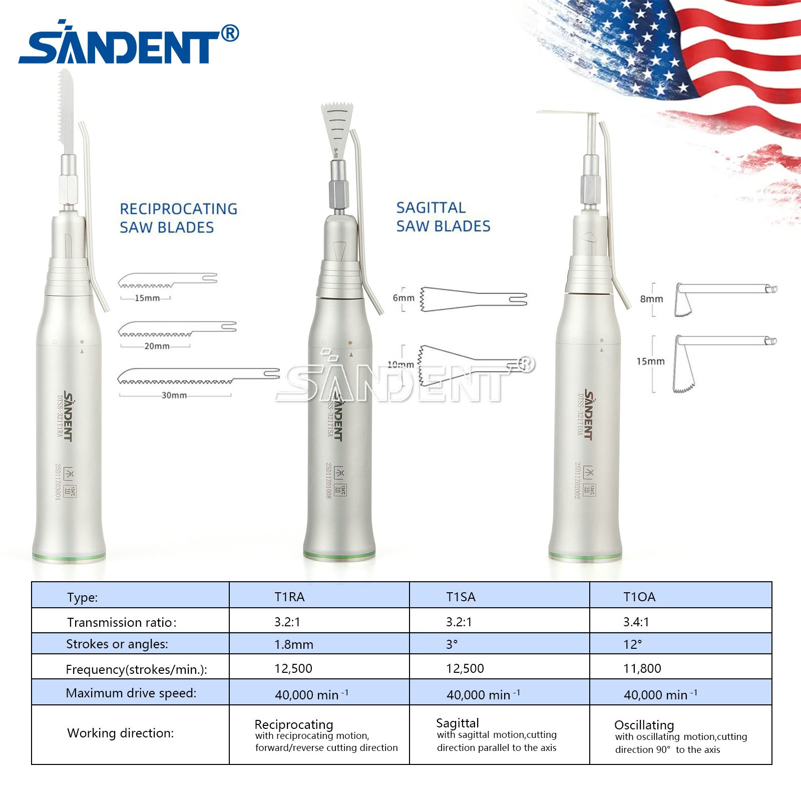 SANDENT Dental Micro Saw Surgical Handpiece Reciprocating Bone Cutting Fit NSK