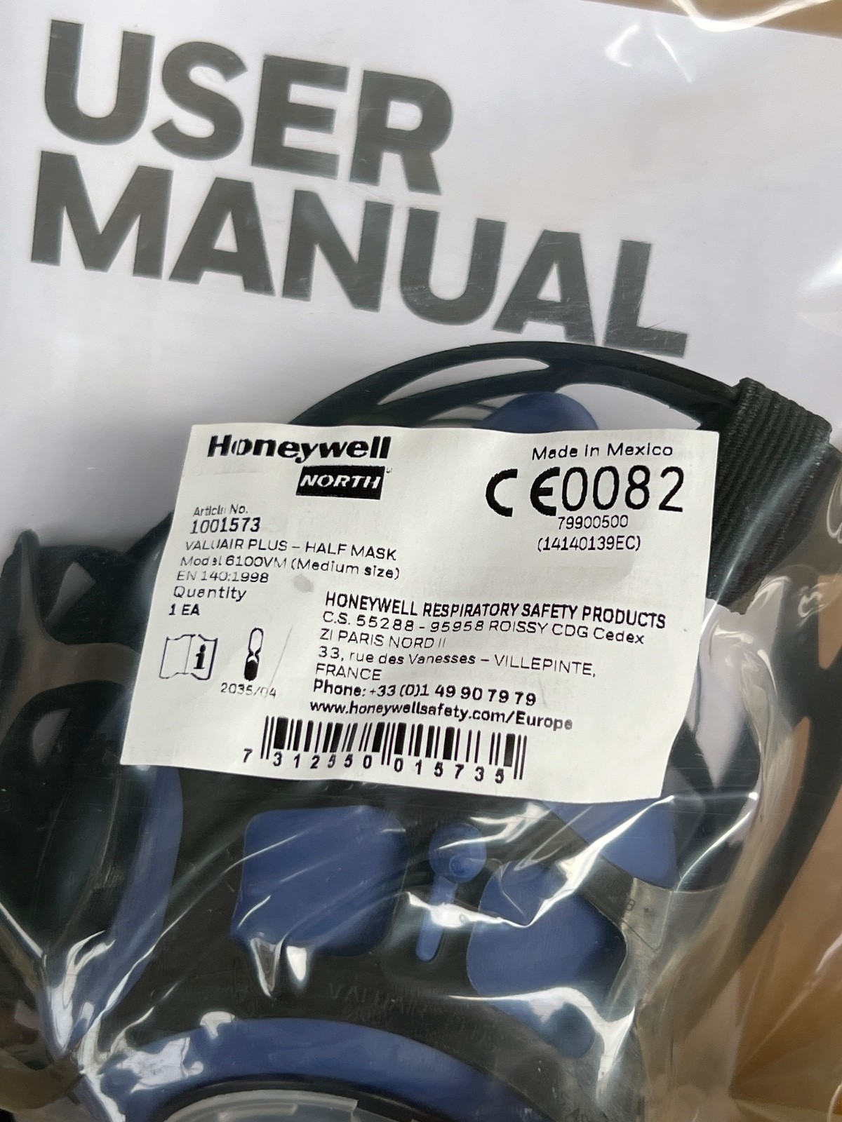 (Lot 2 Pcs) Honeywell 1001573 Valuair Plus-Half Mask