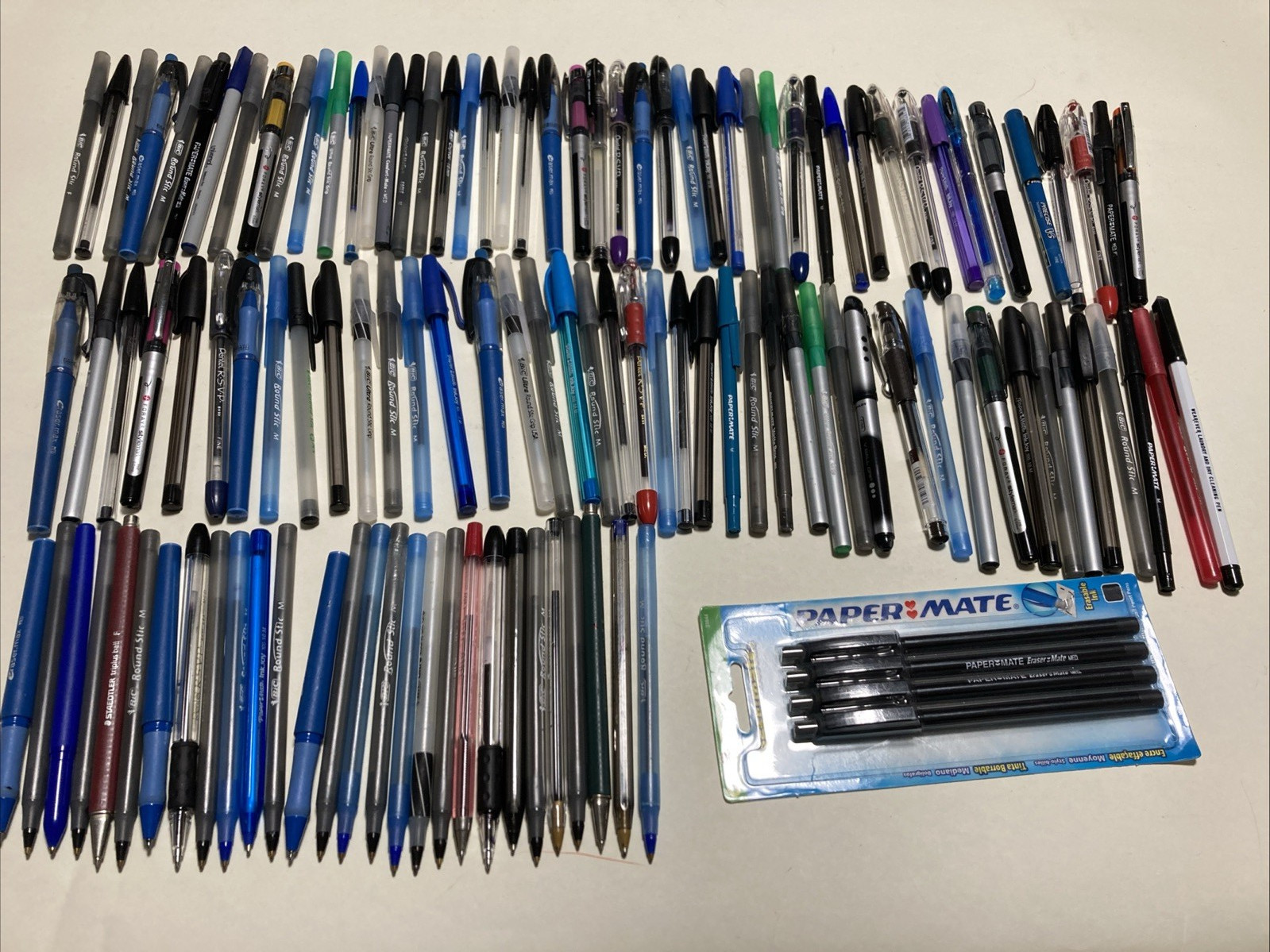Lot of 120 Ballpoint Pens Assorted Paper Mate BIC Foray Staedtler Pentel more