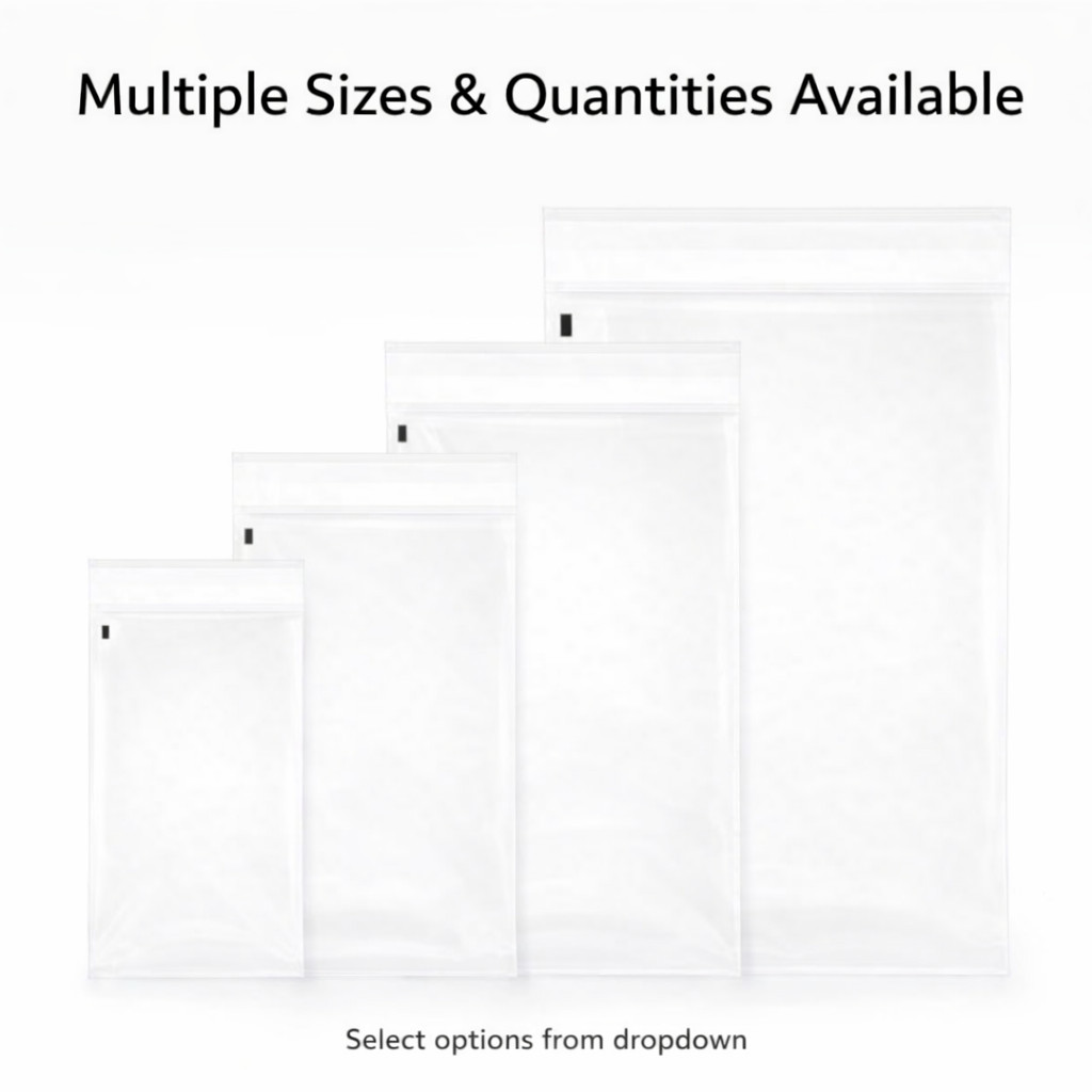 Clear Resealable OPP Cello Bags 1.5 Mil Poly w/ Suffocation Warning – Multi Size