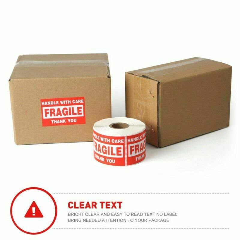 Fragile Stickers 1 Roll 500 2×3 Fragile Label Sticker Handle With Care Mailing