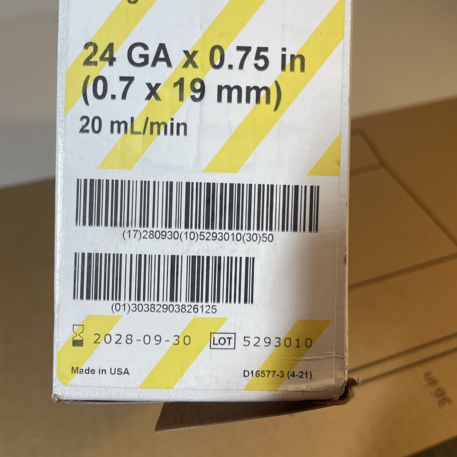 BD Insyte BC Vialon REF 382512 24GA x 0.75in 20mL/min Box of 50