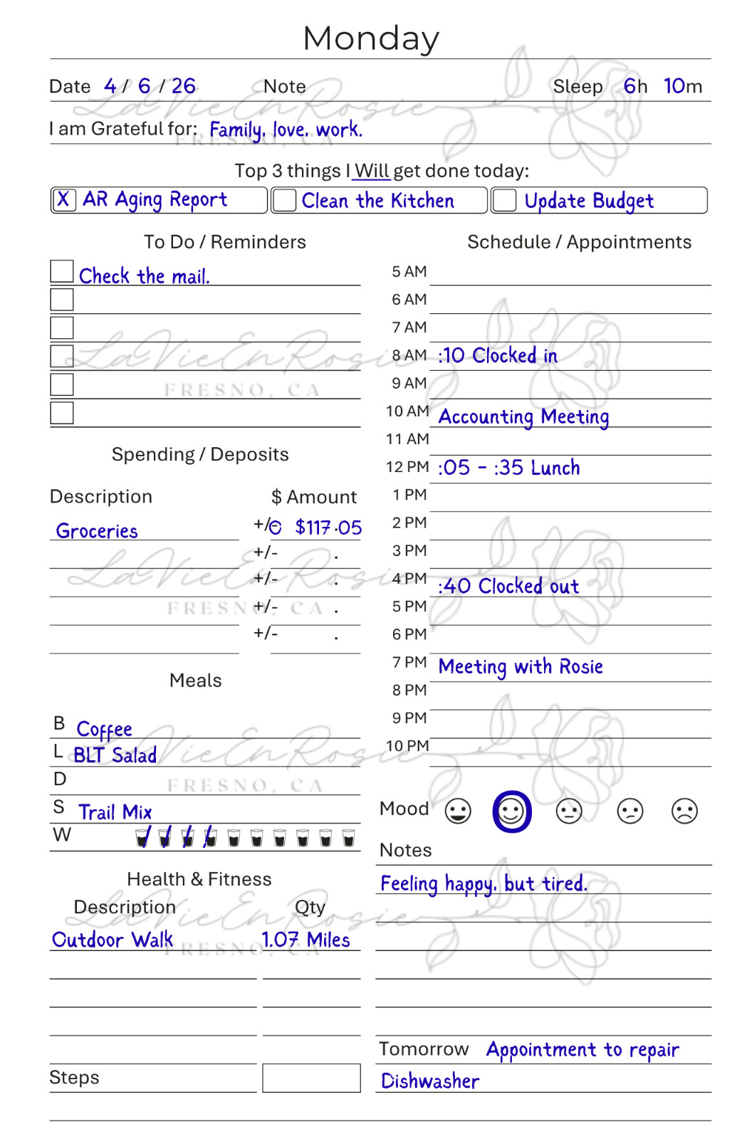 Daily Planner / Agenda ADHD Friendly 6 Months Un-Dated 5.5″ x 8.5″ Spiral Bound
