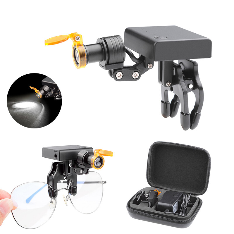 5W Wireless LED Head Light with Optical Filter Clip for Loupes Glasses USA STOCK