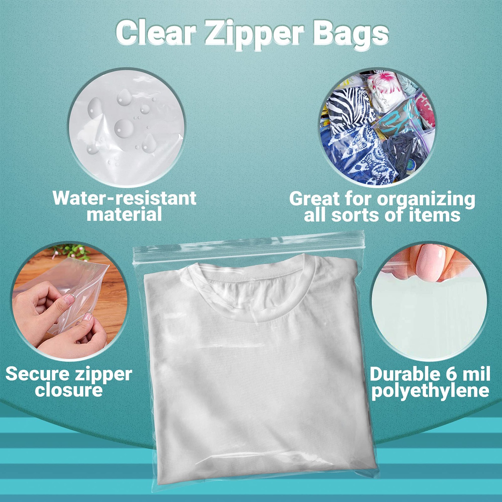 250 Zip Lock Bags Clear 14 x 14 Heavy Duty Seal Top