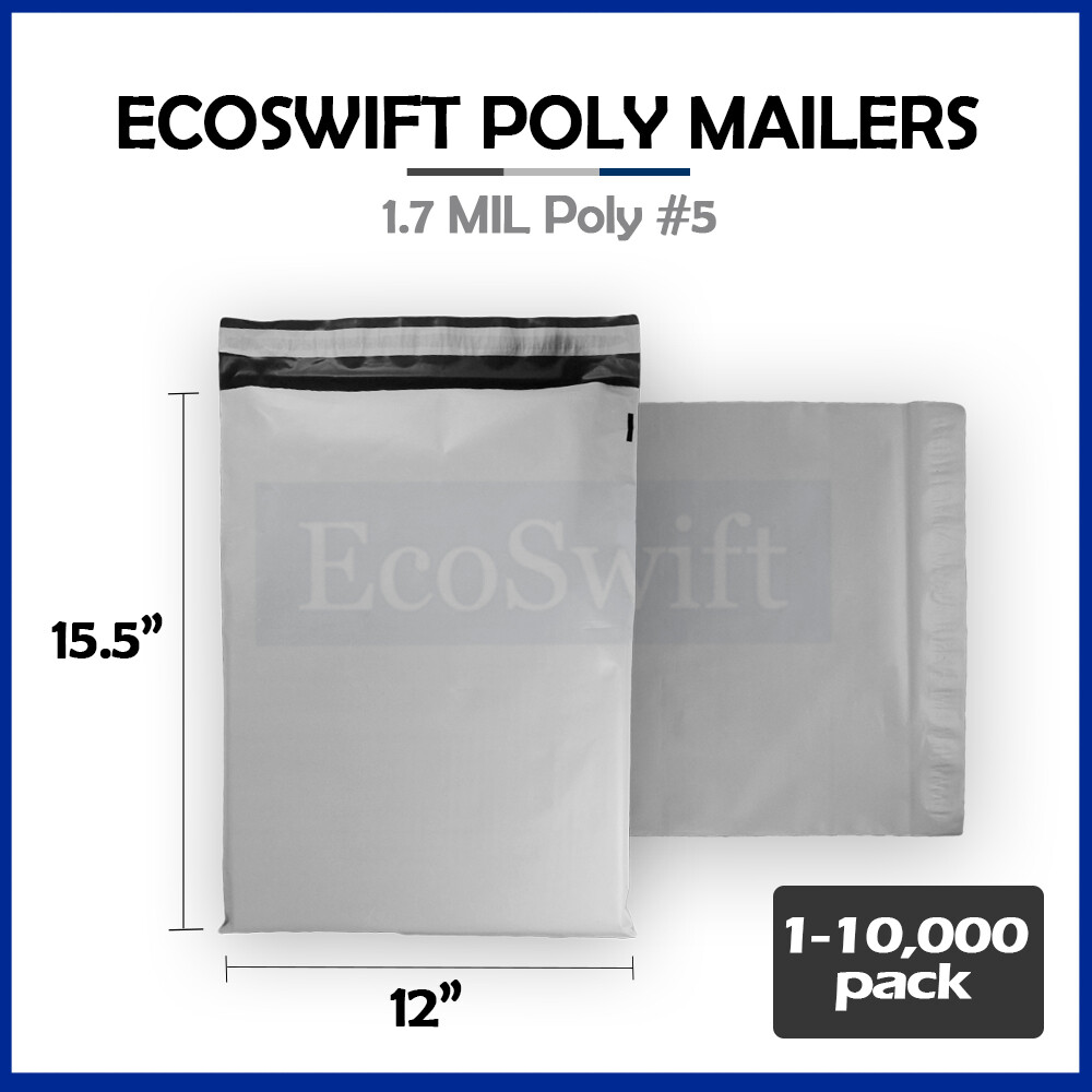 1-10000 12 x 15.5 “EcoSwift Poly Mailers Envelopes Plastic Shipping Bags 1.7 MIL