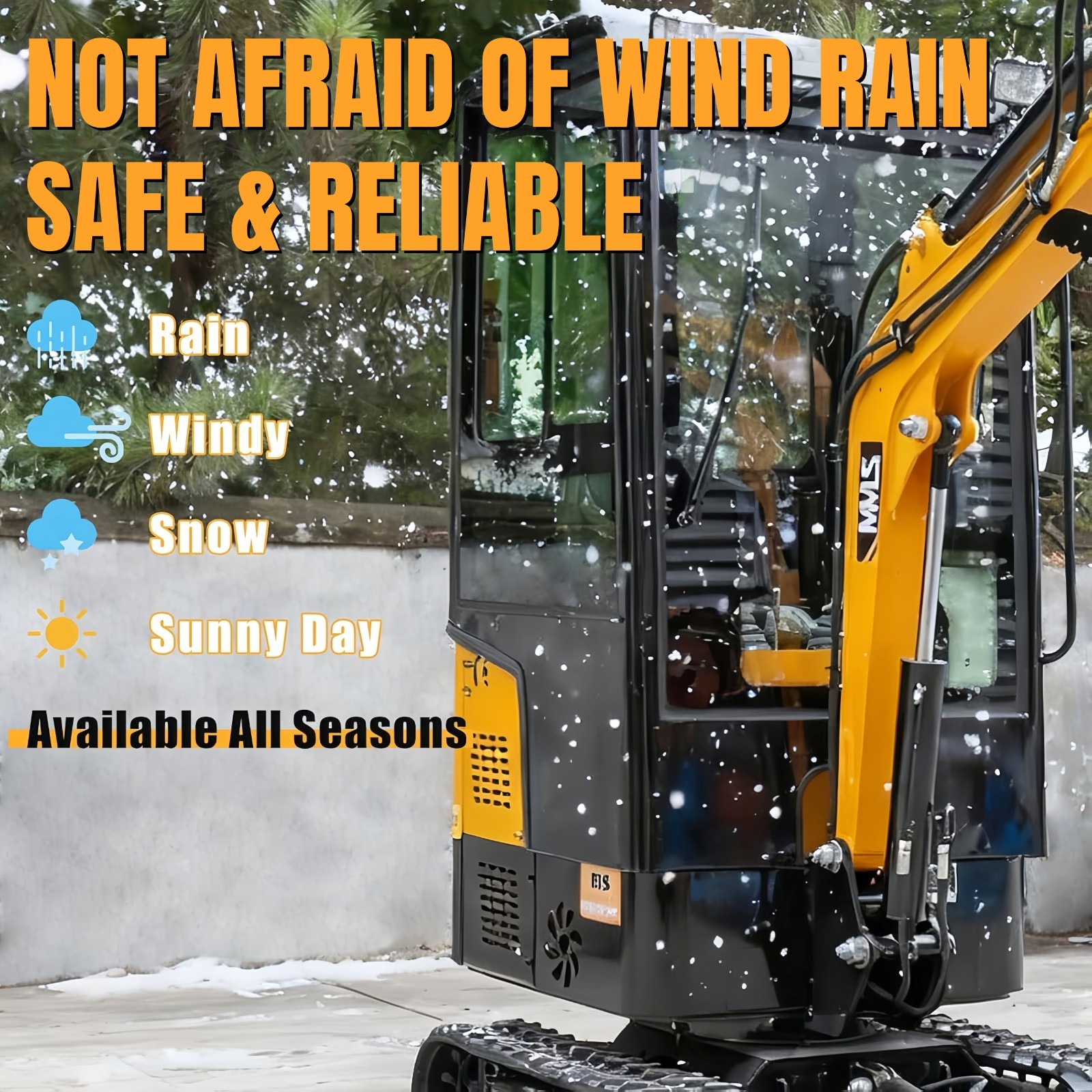 Enclosed cab 1.2Ton Mini Excavator With 9 Attachments Kit 13.5hp Mini Digger
