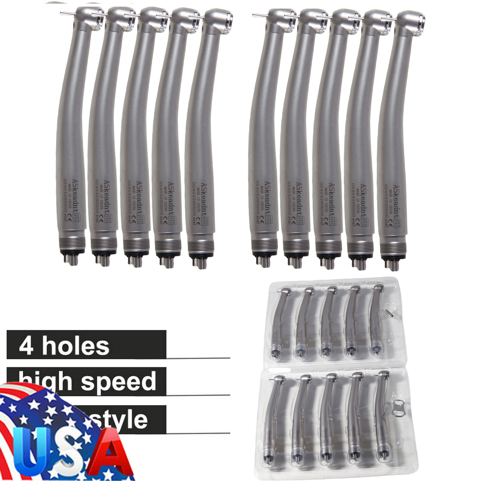 10pcs/1Pack Dental high speed handpiece 4HOLE