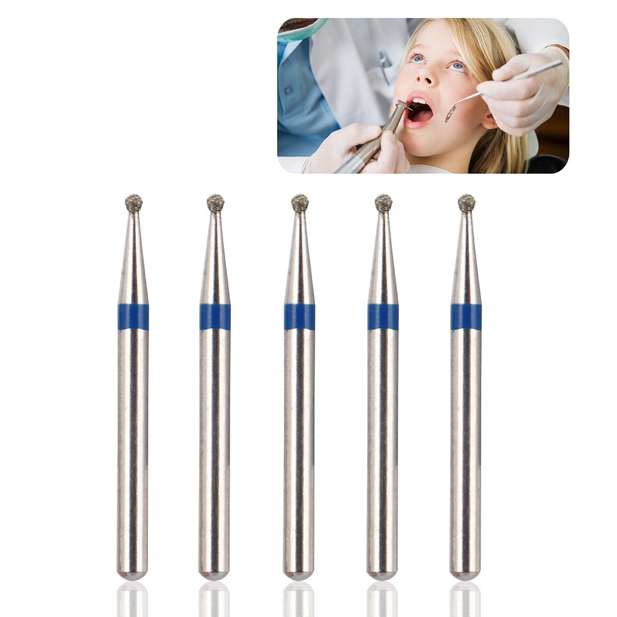 5pcs/pack AZDENT Dental FG Diamond Burs for High Speed Handpiece Friction Grip