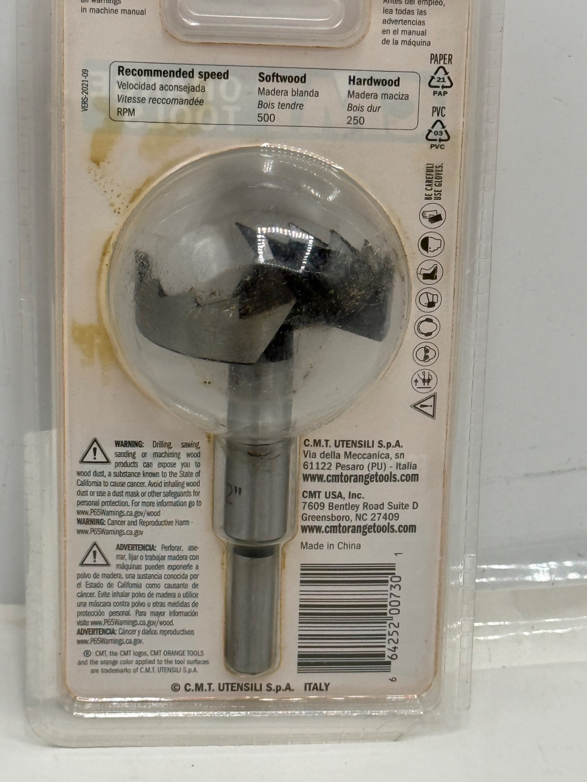 CMT 537.508.31 Forstner Bit, 2-Inch Diameter, 3/8-Inch Shank