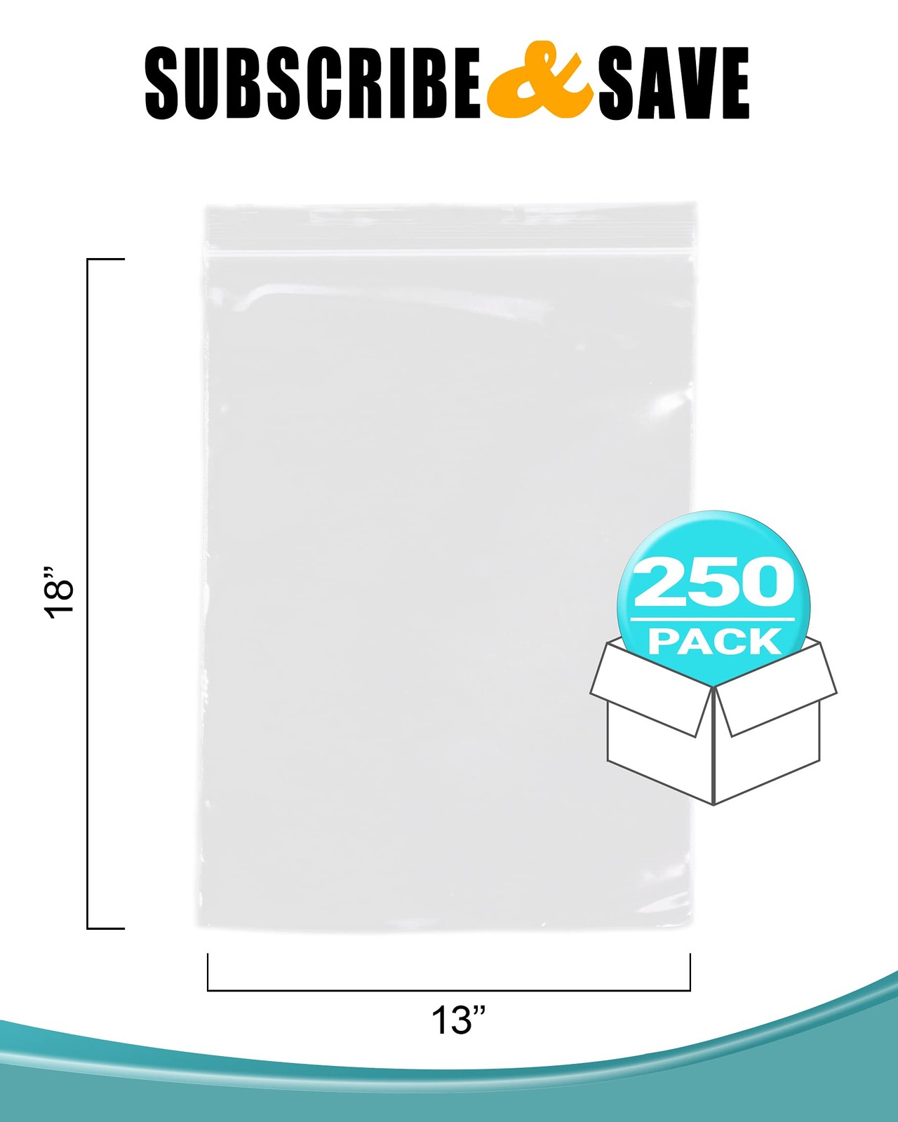 250 Zip Lock Bags Clear 13 x 18 Heavy Duty Seal Top