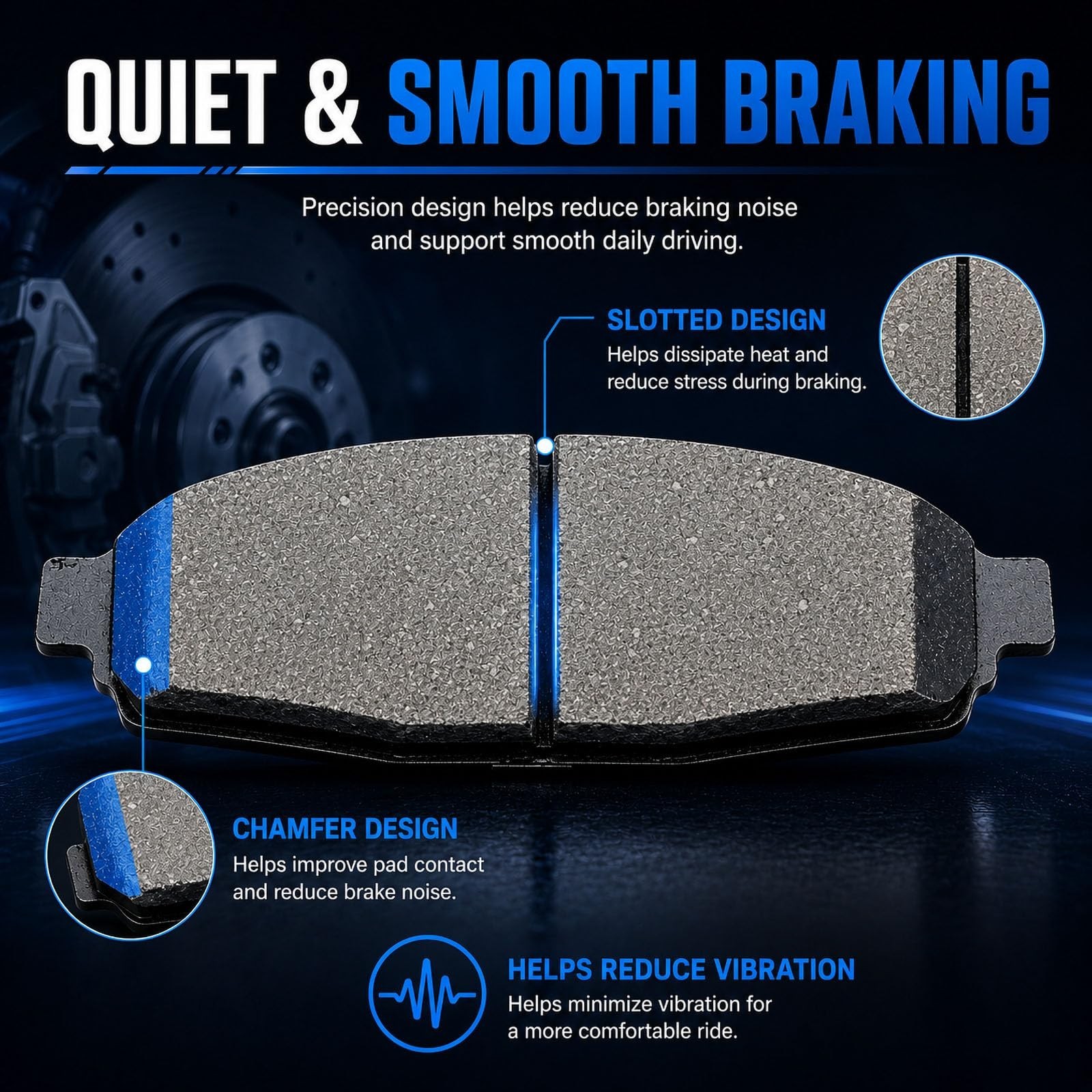 D1275 D1421 Front Rear Ceramic Brake Pads Set Fit For 2010-2017 Chevrolet Equ…