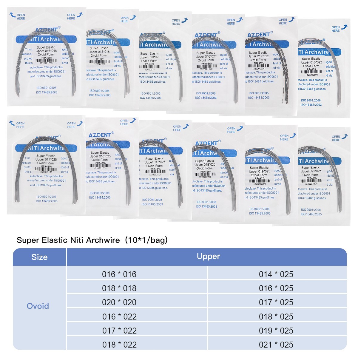 AZDENT Dental Orthodontic Stainless Steel Rectangular Arch Wires Natural Form