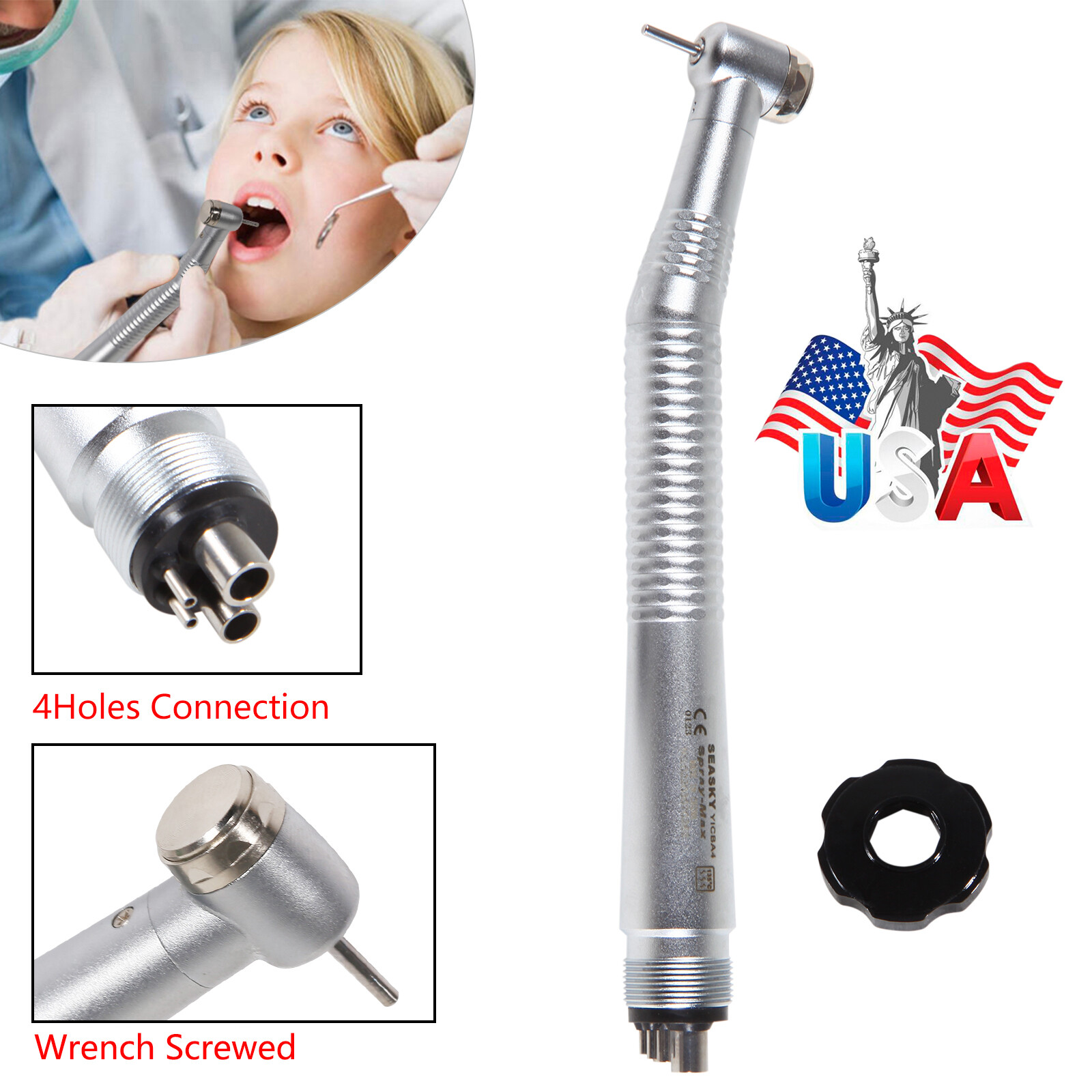 1-10 NSK Style Dental High Speed Handpieces Push Button 4 Holes Air Turbine Y1BA