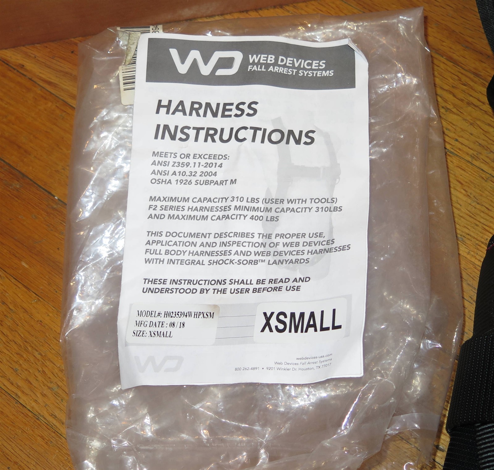 Web Devices Extra-Small Full Body Construction Harness – H0235394WHPXSM
