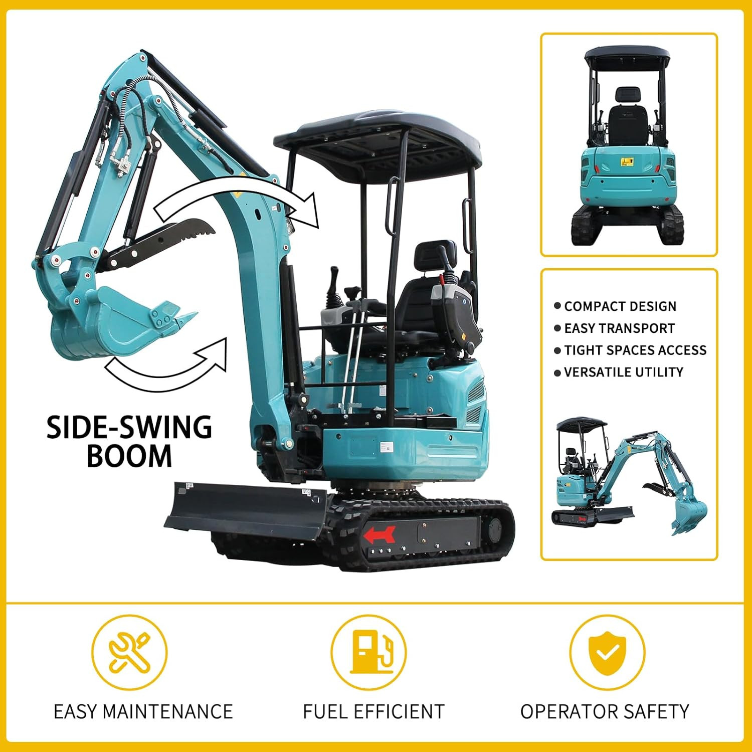 2.5 Ton Mini Excavator Kubota D902 Engine Extendable Track Side Swing Digger EPA