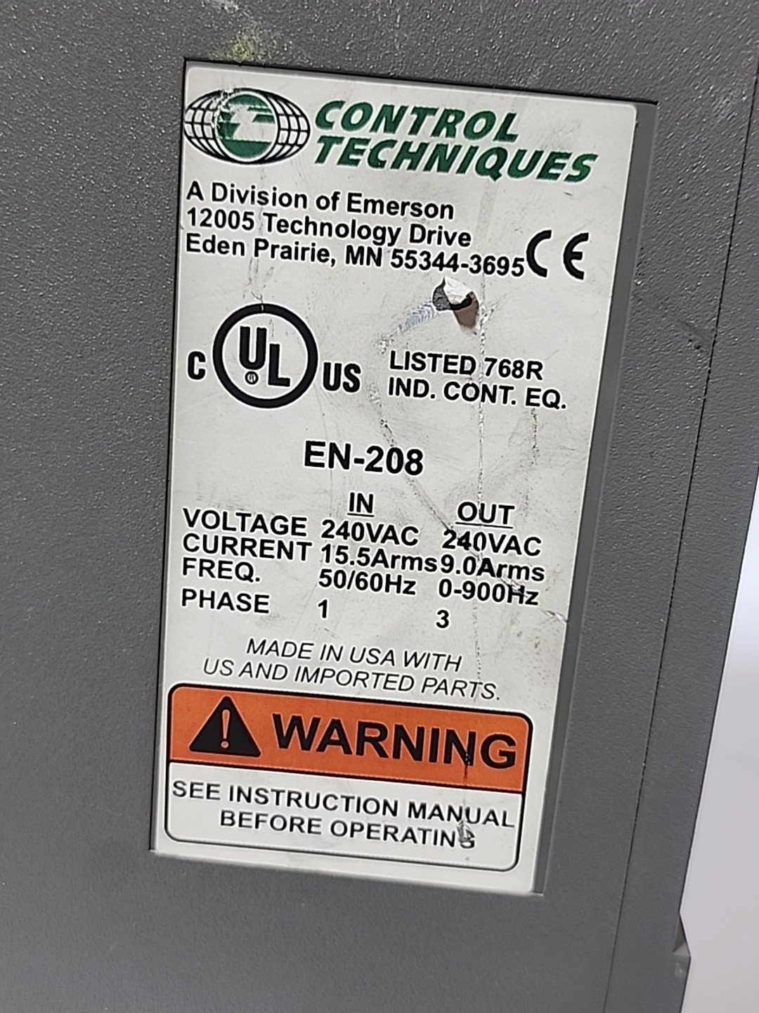 Control Techniques EN-208 Industrial Control Equipment AC Servo Drive Module