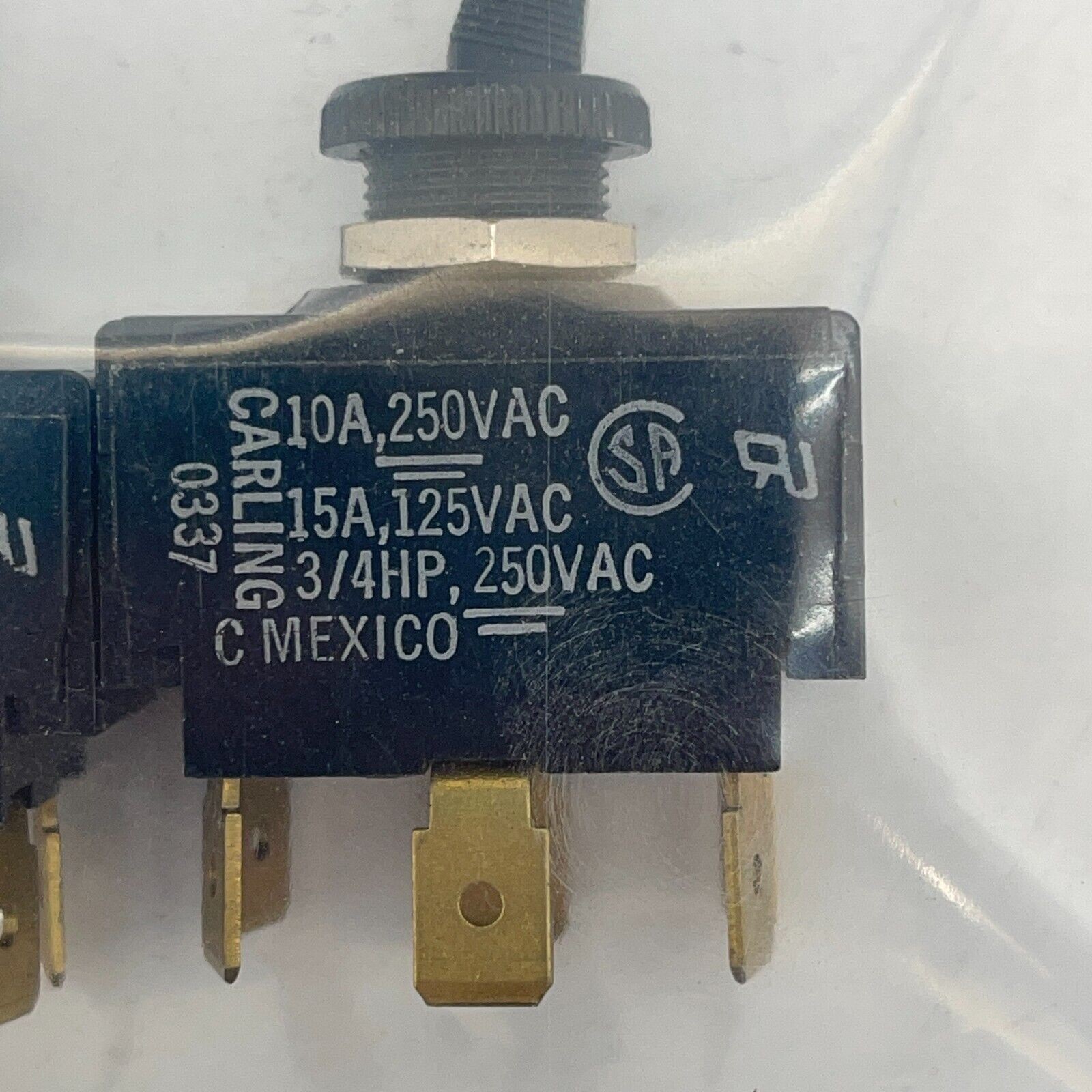 Carling Mexico On/Off/On Toggle Switch – 10A/250V, 15A/125V, 3/4 HP – Pack of 2