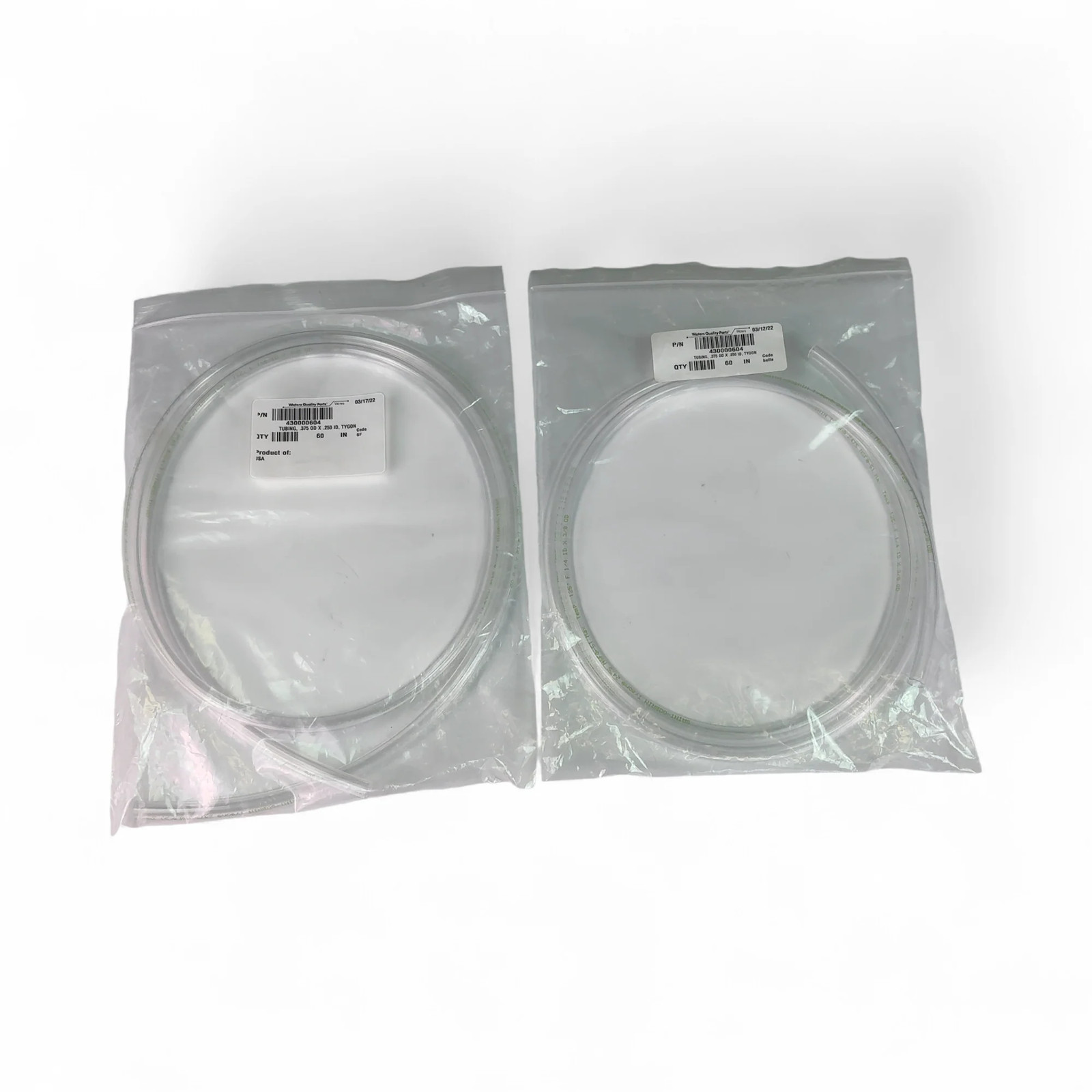 Waters Saint-Gobain 0.375” OD x 0.250” ID Clear 60″ Tygon Tubing 430000604 – 2ct