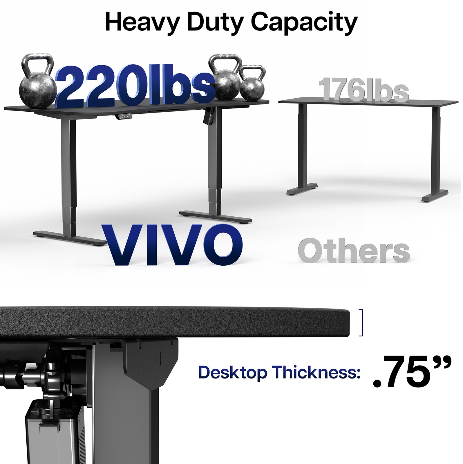 VIVO Light Wood / Black 63” x 32” Electric Height Adjustable Stand Up Desk