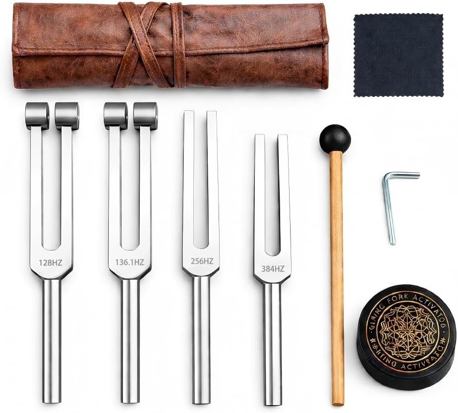 Tuning Forks for Healing Set (128Hz, 136.1Hz, 256Hz & 528Hz) — Let Vibrati