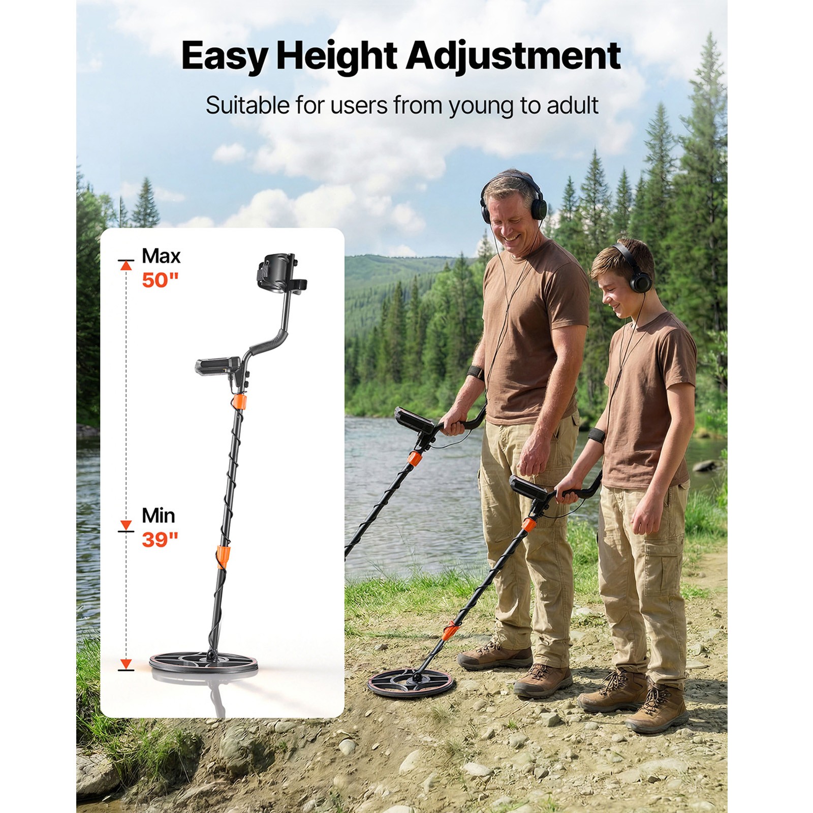 12 Inch Metal Detector Professional Gold Digger Hunter Waterproof IP69 for Adult