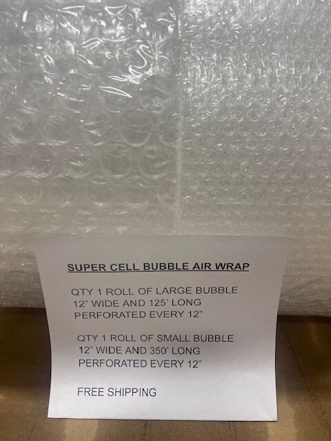 Small and Large Bubble Cushioning Wrap Combo Pack 125′ large and 350′ small