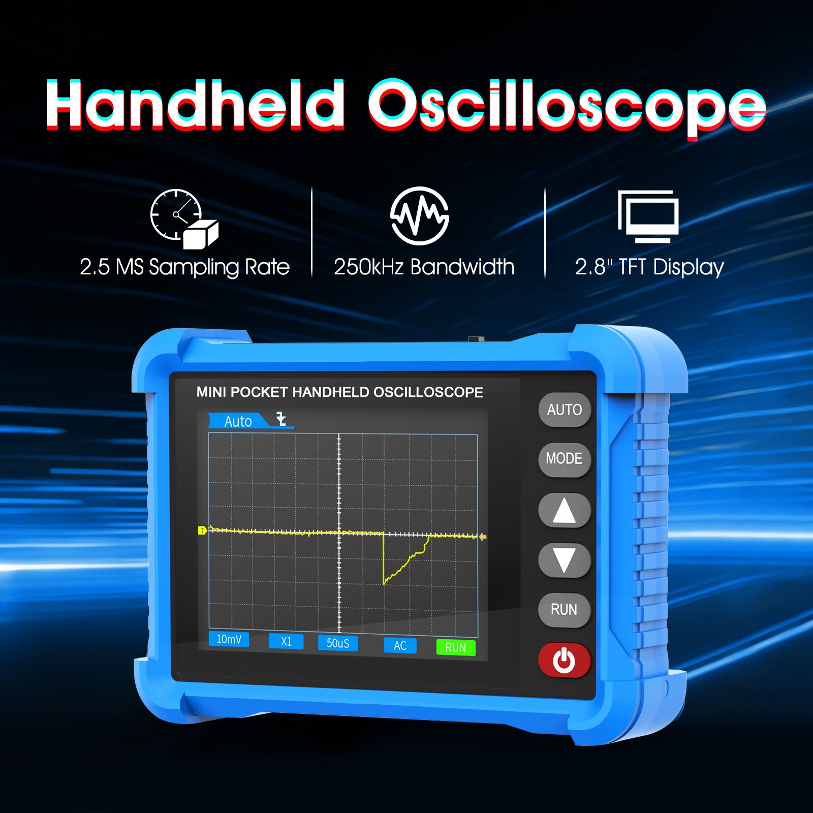 HoldPEAK Handheld Mini Oscilloscope Portable Digital Oscilloscope 250KHz 2.5MS/s