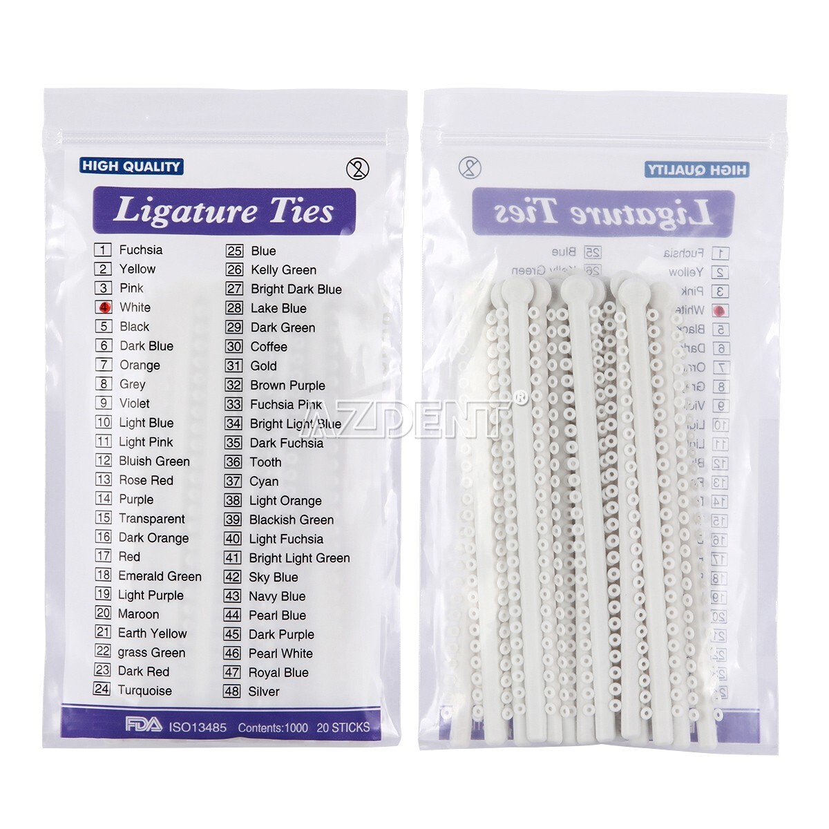 1000Pcs AZ Dental Orthodontic Elastic Ligature Ties Bands For Brackets 23 Colors