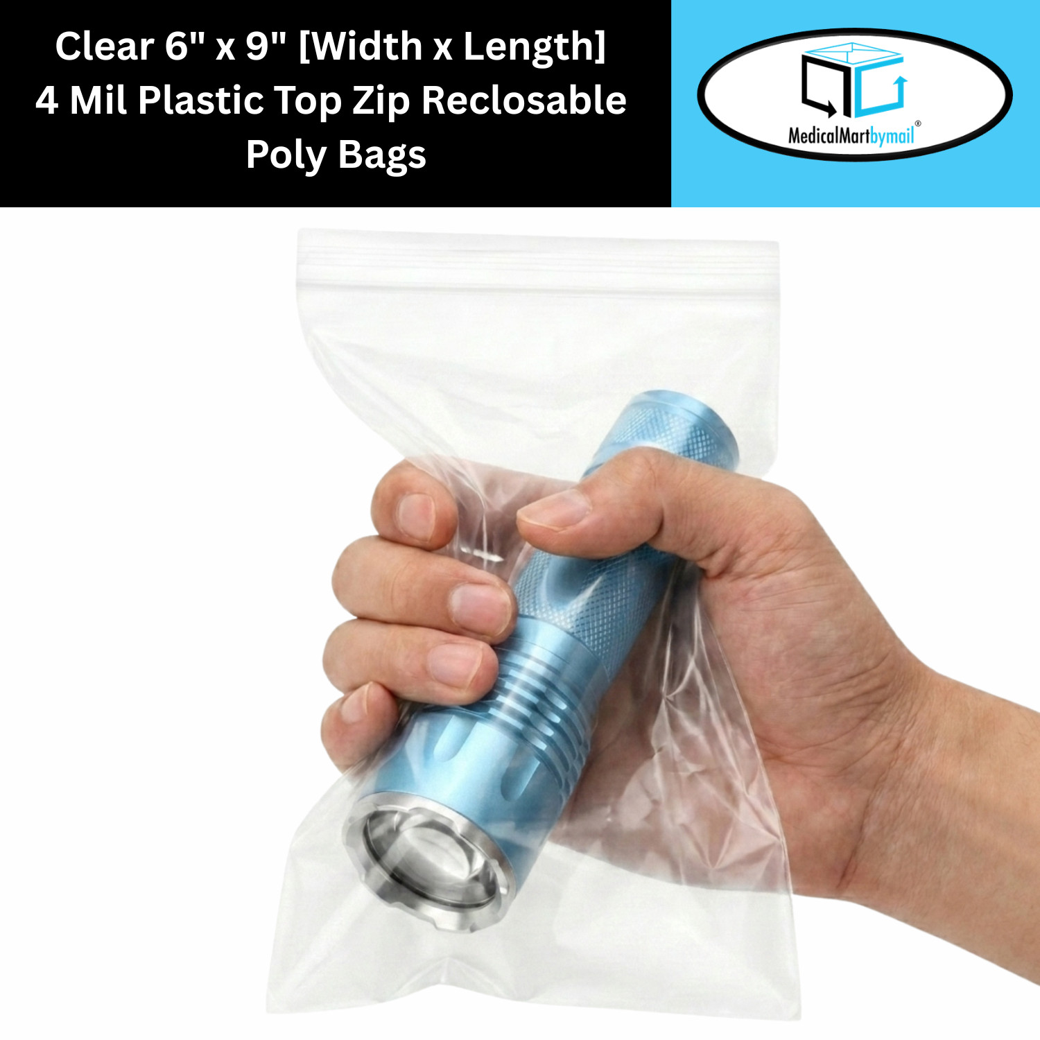 6″ x 9″ Heavy Duty Bag 4MIL Resealable Zip Top Lock 6×9 Clear Plastic Bags 10000
