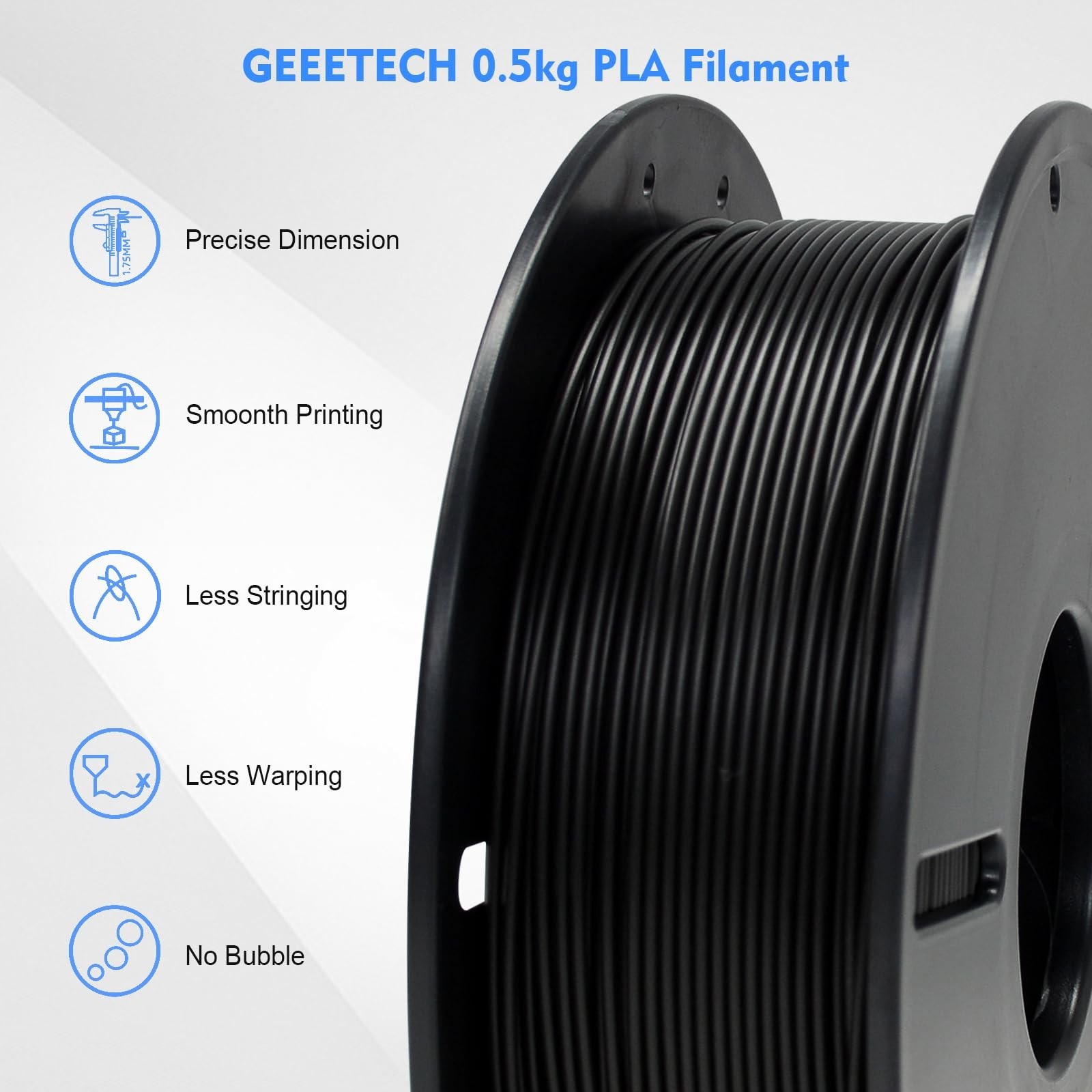 GEEETECH PLA Filament 1.75mm, 0.5kg/500g Spool (1.1 LBS), Dimensional Accurac…
