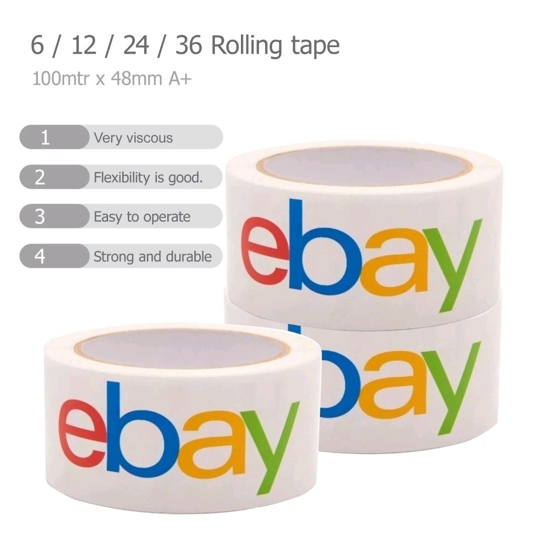Ebay Packaging Tape – Color Logo Pack of 12 Rolls 2inches X 75 Yards