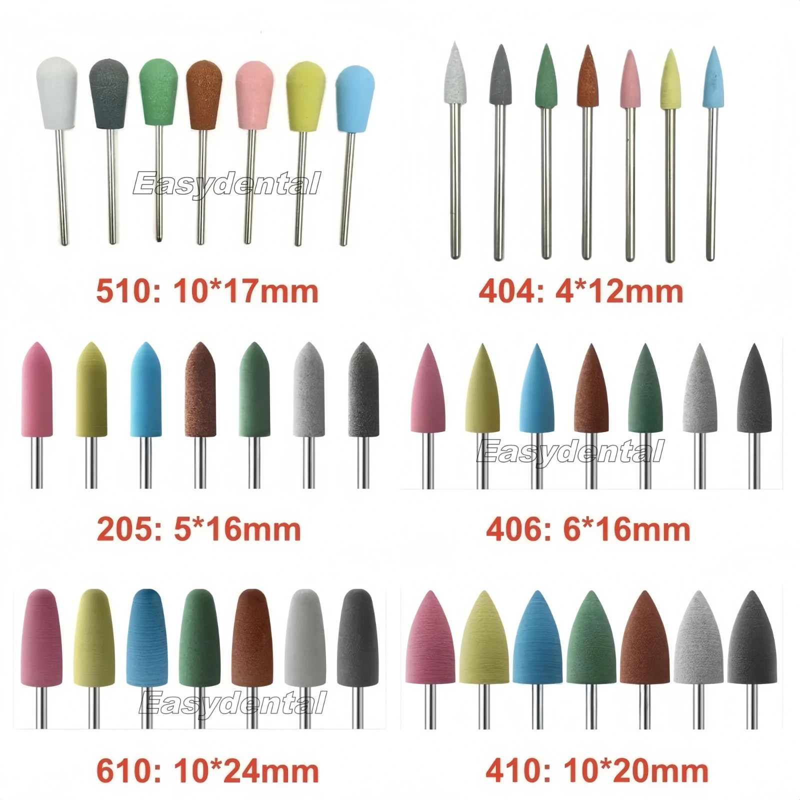 50 Pcs Dental Lab Silicone Rubber Polishers Diamond Polishing Burs Shank 2.35mm
