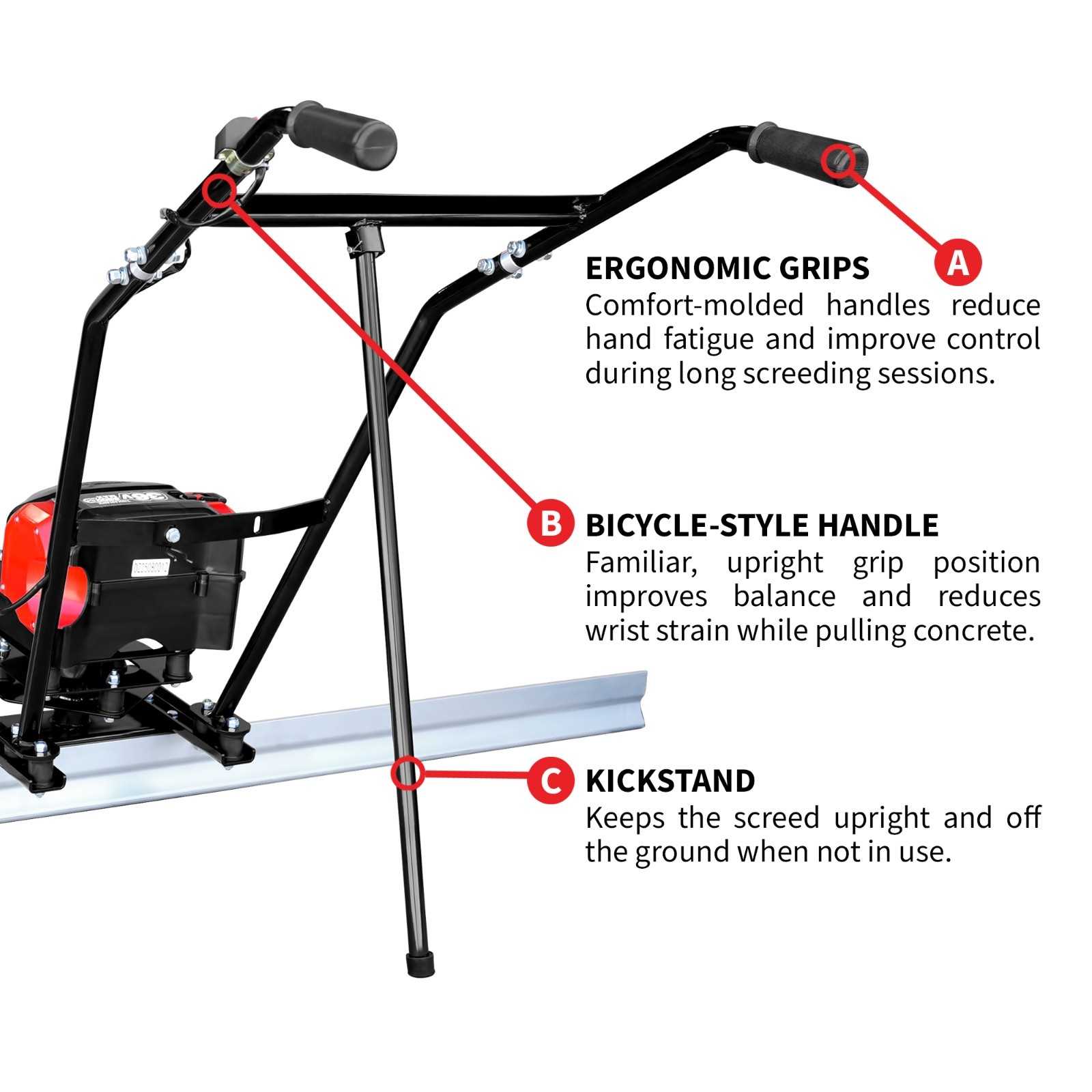 TOMAHAWK Power Screed Battery Powered 36V 5Ah Concrete Finishing Tool 14ft blade