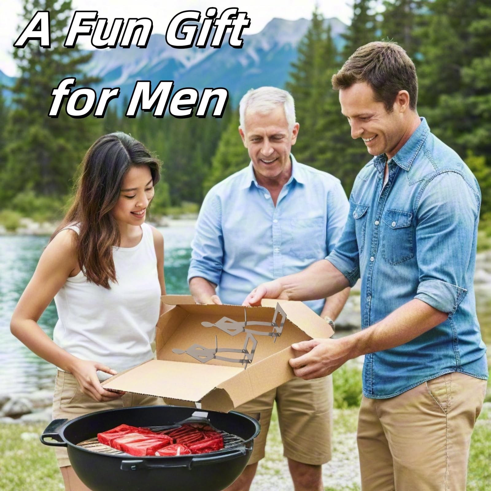2 PCS Funny BBQ Stand Man Hot Dog HolderReusable Stainless Steel Hotdog and S…