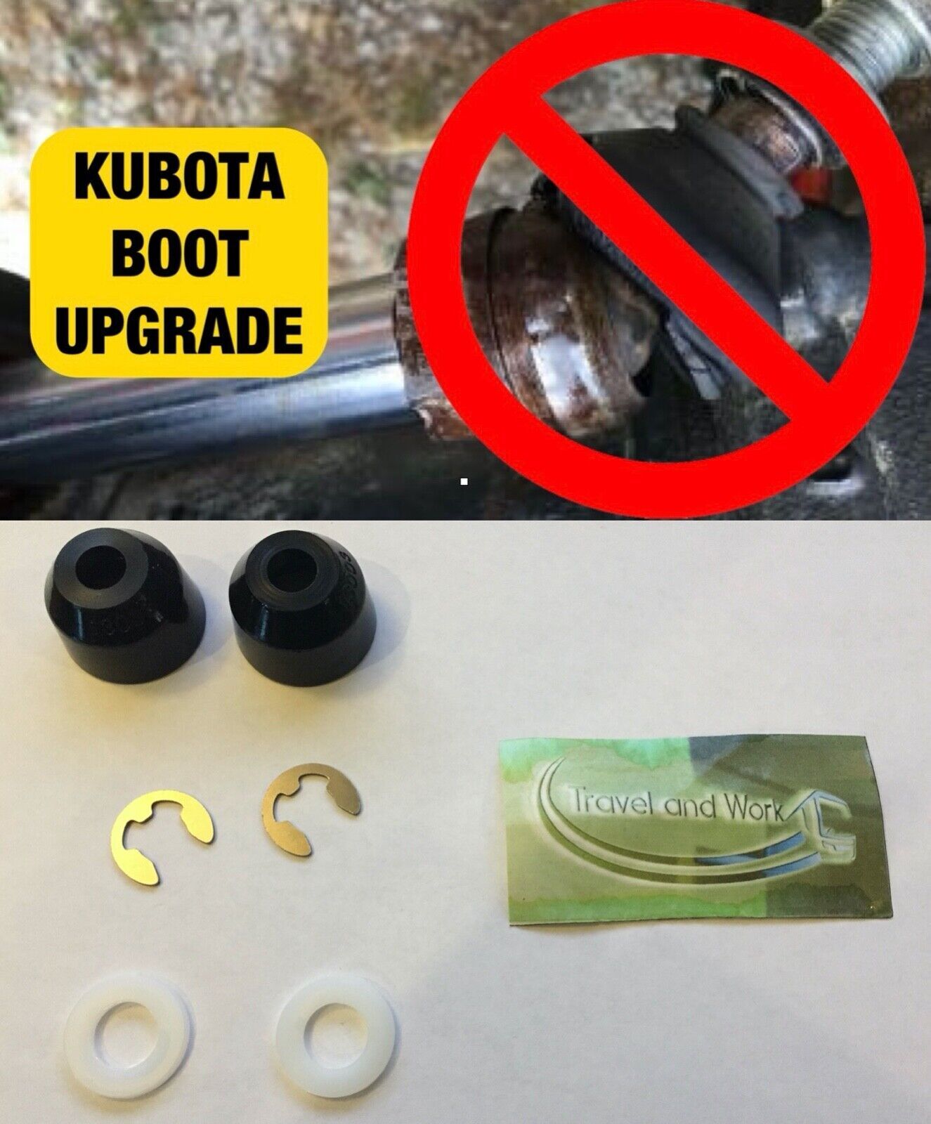 *Kubota BX GR Tie Rod Rubber Boot Kit Upgraded Style 1 Yr Warranty -Inner Only-