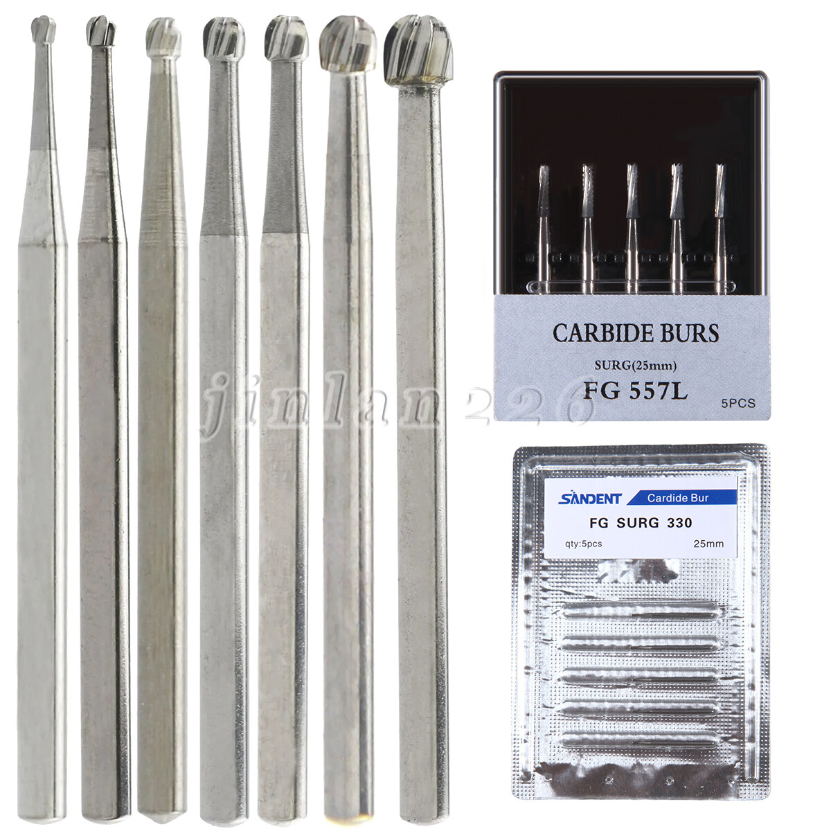 5-50* Dental Carbide Oral Surgical Round Burs FG2 4 8 Long Surgery Friction Grip