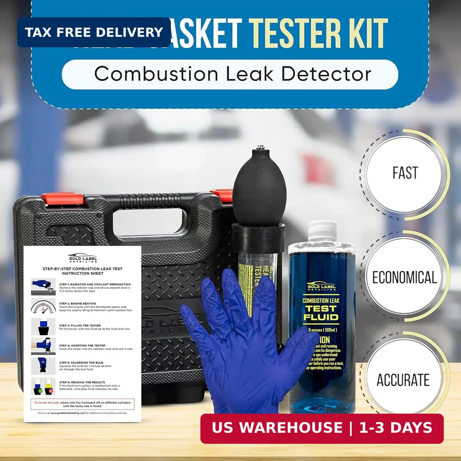 Combustion Leak Detector Kit – 100+ Tests Automotive Engine Block and Head Gaske