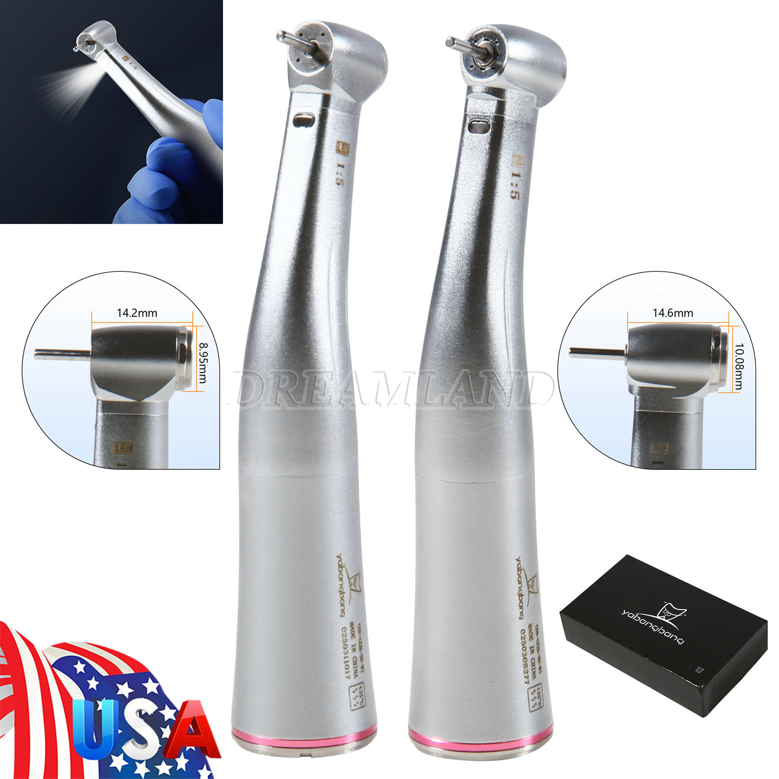 SEASKY Dental High Speed Handpiece /1:5 Increasing Electric Contra Angle Red ds