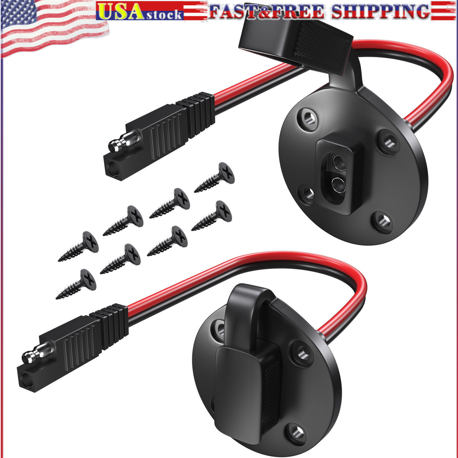 SAE Power Socket Sidewall Port 2 Pack Weatherproof Flush Mount Connector