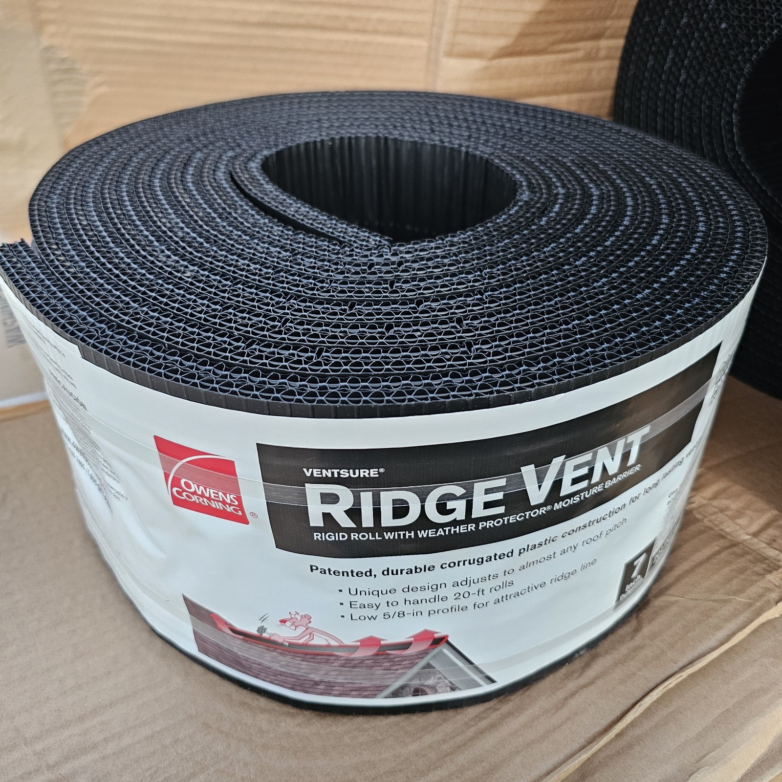 Owens Corning VentSure 7 in. x 20 ft. Ridge Vent Rigid Roll w/Weather Protector