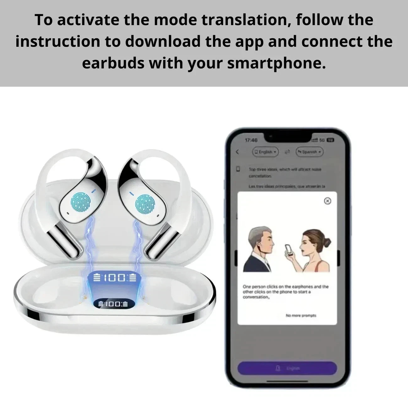 Real Time AI Language Translator Earbuds, 3 in 1 Wireless Earbuds with 150+ w