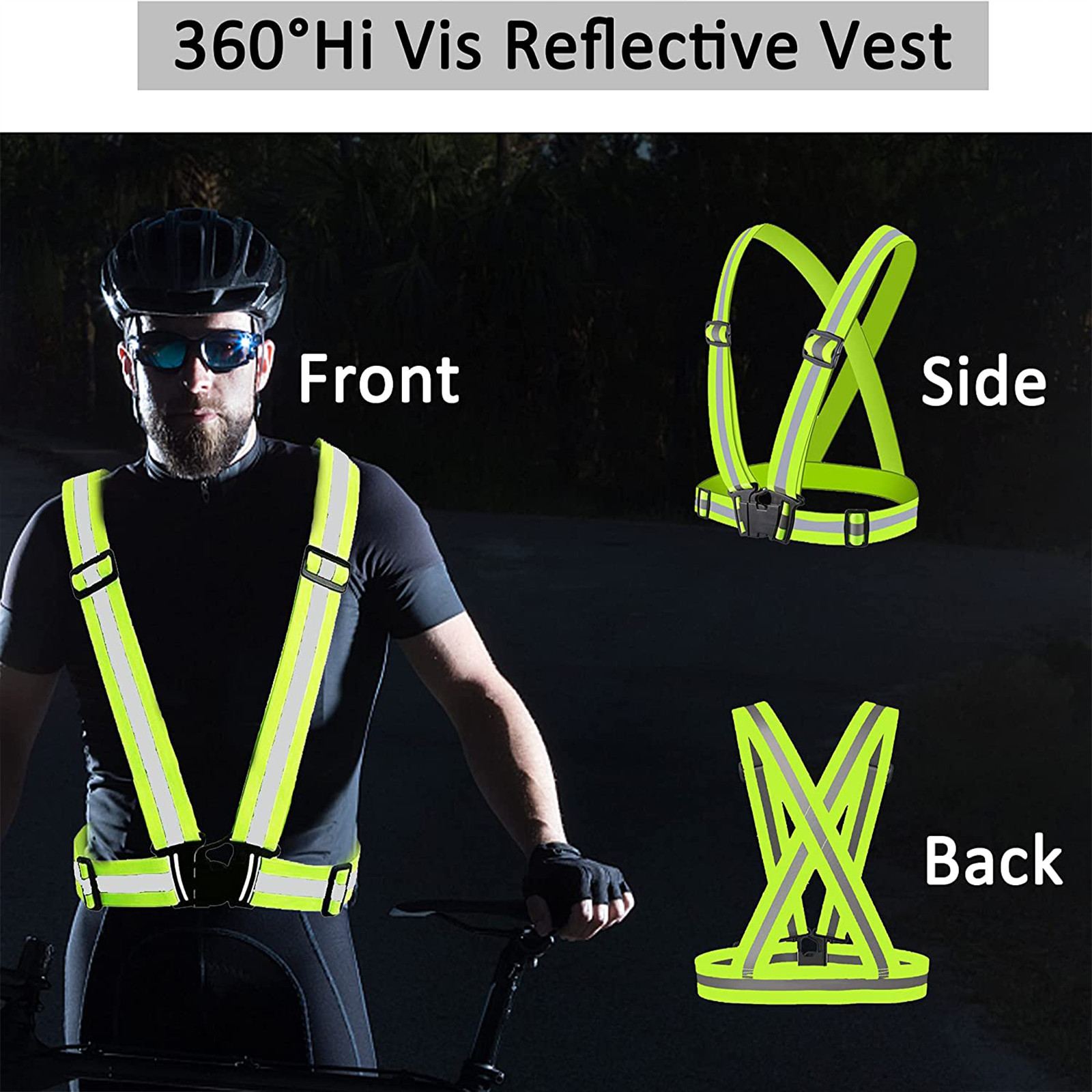 2PCS Safety Vest with High Visibility Reflective Belt Stripe Security Adjustable