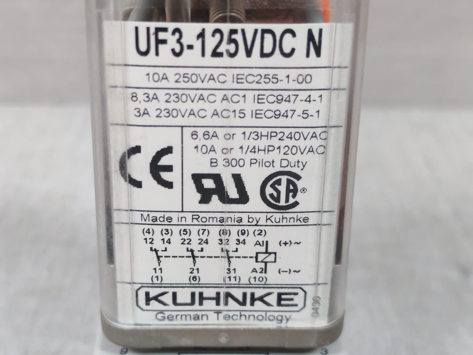 LOT 2PCS KUHNKE UNIVERSAL UF3-125VDC N RELAY WITH BASE 10A 250VAC