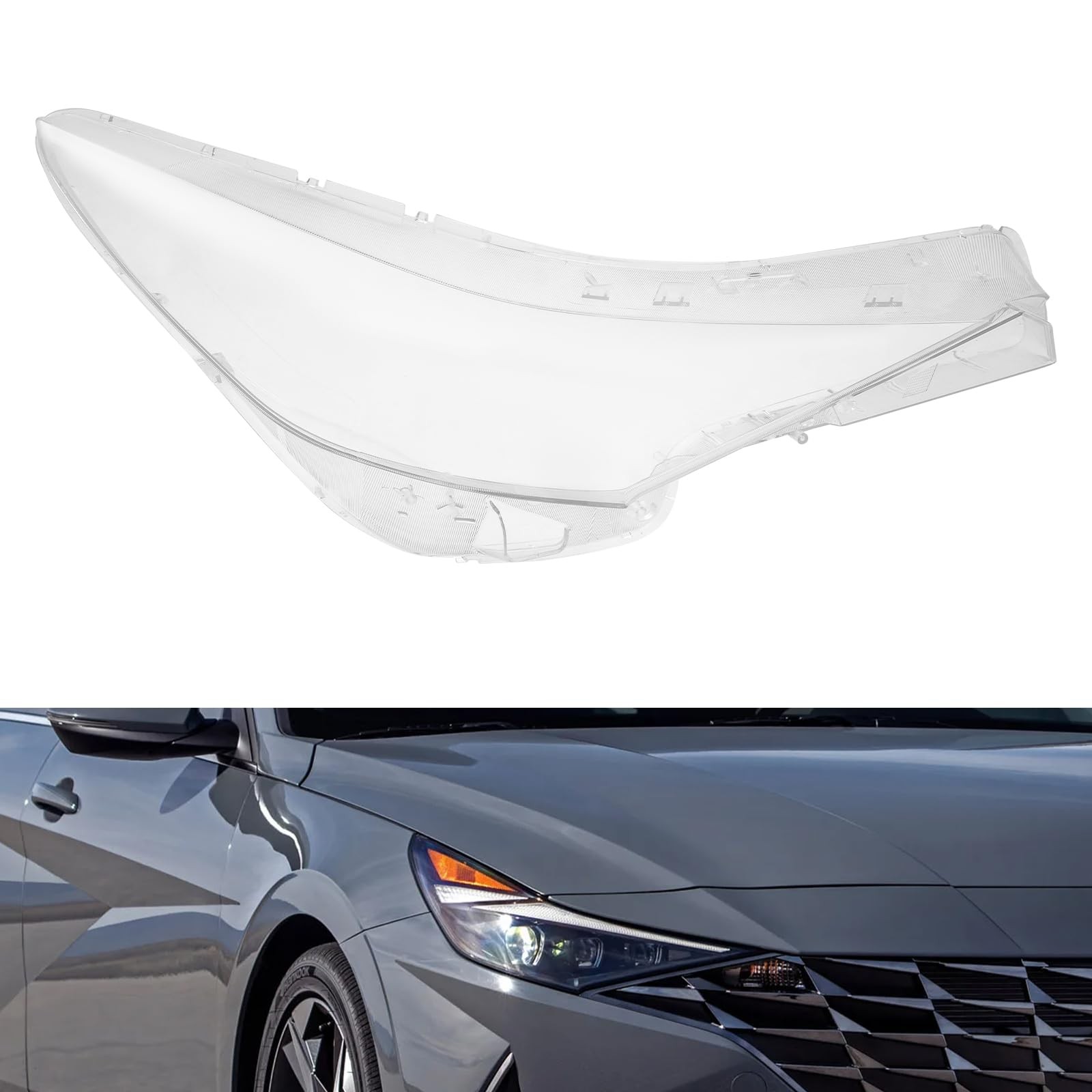 Right Headlight Lens Cover for 2021-2023 Hyundai Elantra Passenger Side Clear