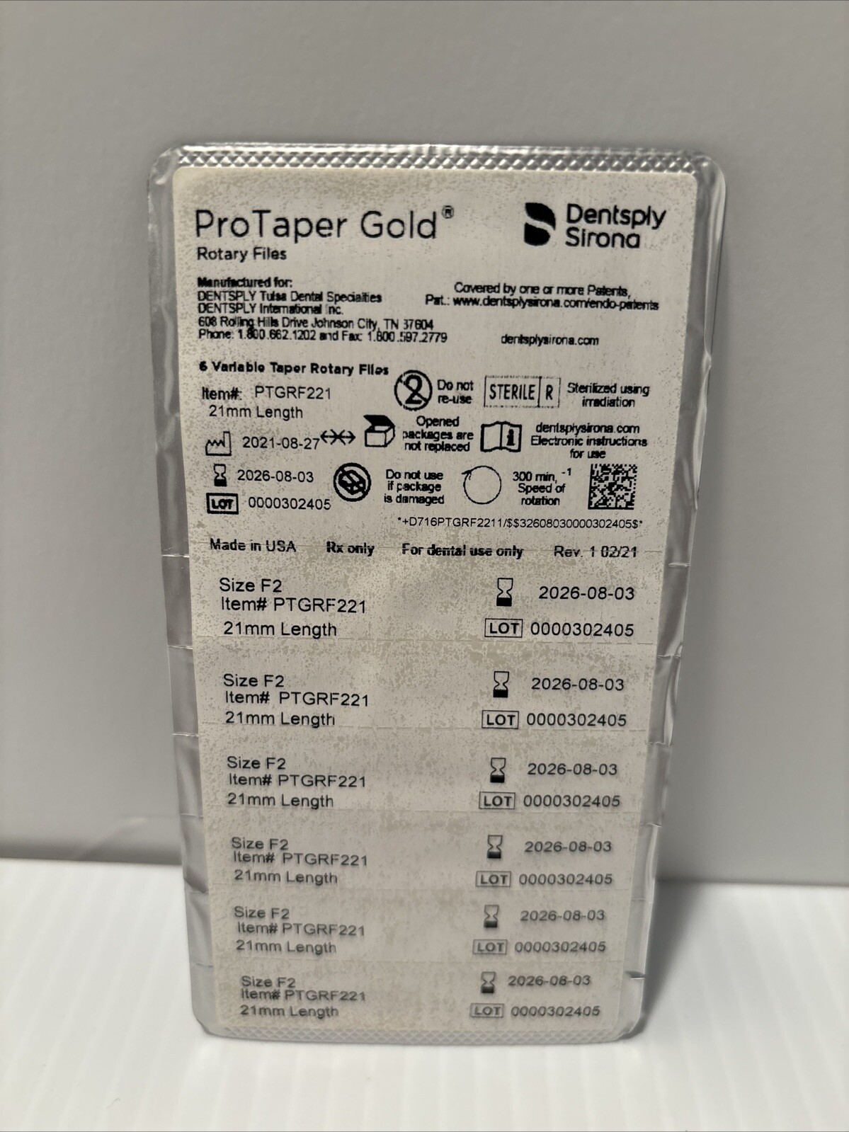 pro taper gold rotary files dentsply sirona 21mm lenght PTGRF221 Last Ones!!!