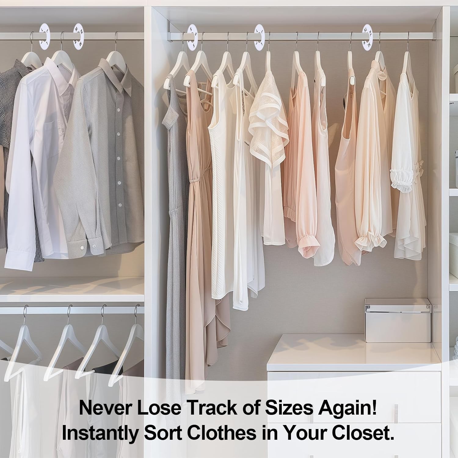 13 Pcs Clothing Rack Size Dividers Round White Plastic Size Markers for Clothing