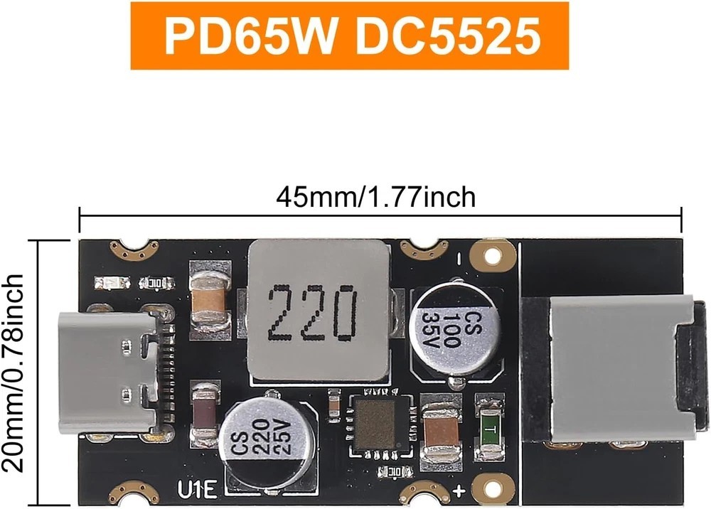 3PCS PD65W Fast Charging Module, 5V3A 9V3A 12V3A 20V3.25A to USB C PD3.1 QC3.0 C