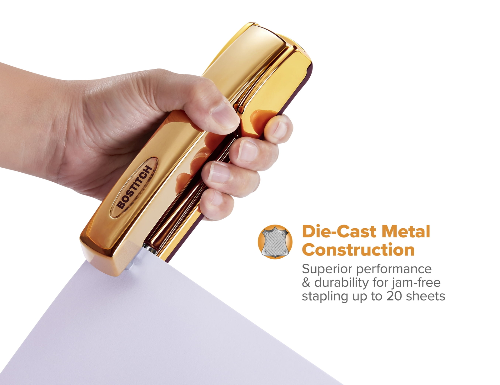 Metallic Gold Stapler, 20 Sheets